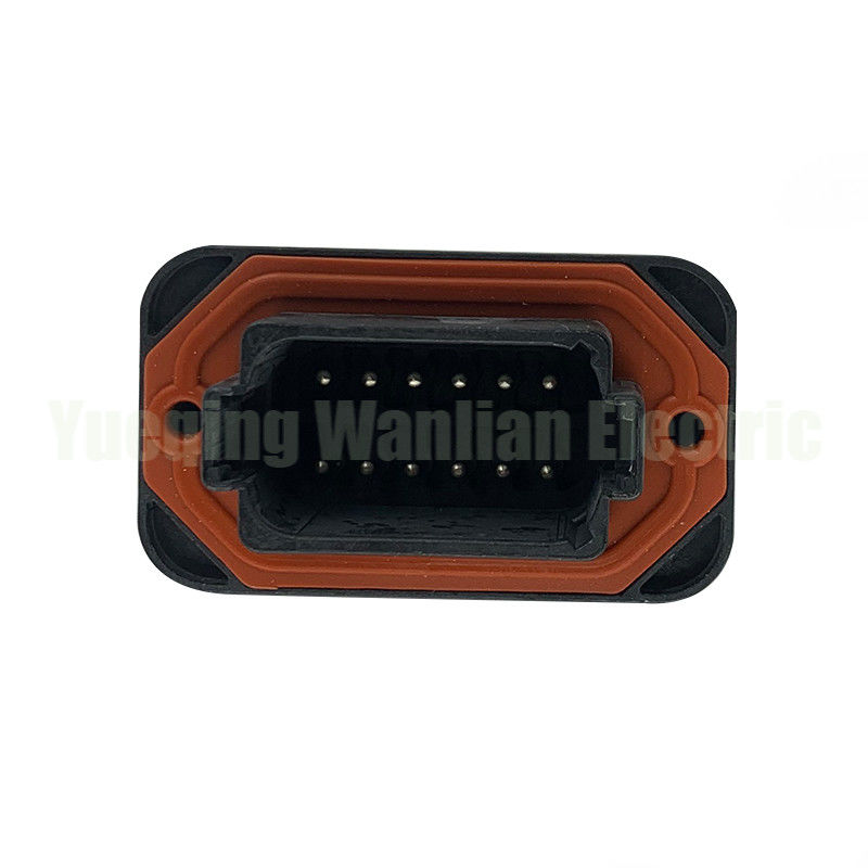 12 Pin DT15-12PB Μαύρος συνδετήρας αυτοκινήτου DT Straight Pin PCB Mount Head Wireline to Board Plug Socket